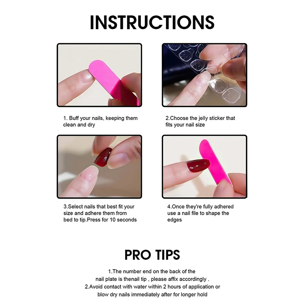 Watermelon & Star Jelly Press-On Nails – Short Round, 24 Pcs