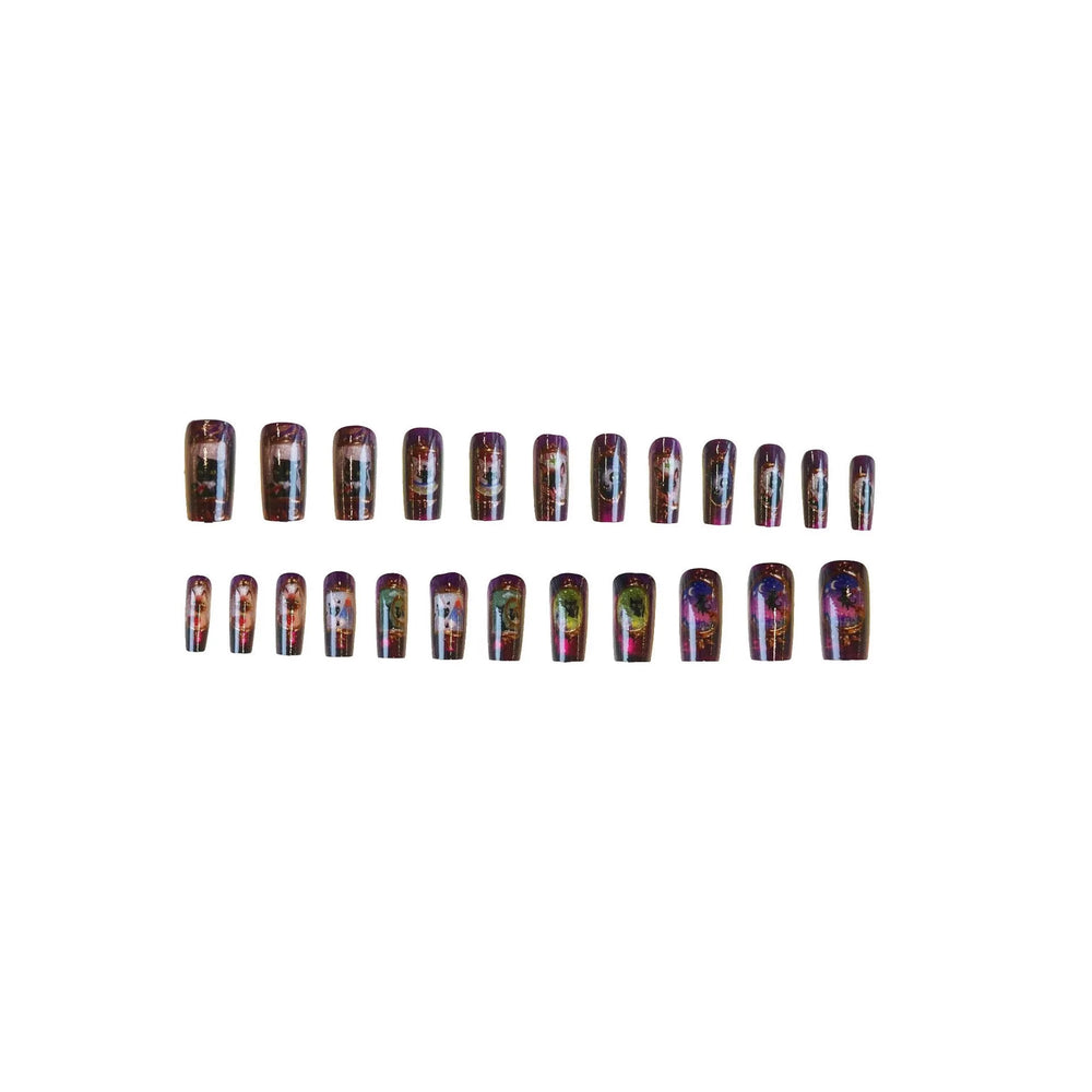 Magic Cat Cartoon Y2K Press-On Nails – Long Square, 24 Pcs