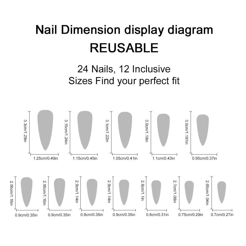 Y2K Star Chain Polka Dot Press-On Nails – Long Stiletto, 24 Pcs