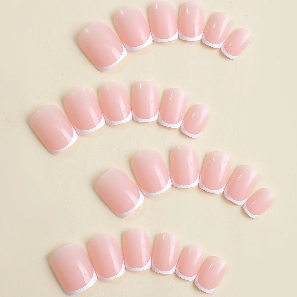 Nude French White Tip Press-On Nails – Short Square