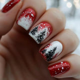 Red White Snow Tree