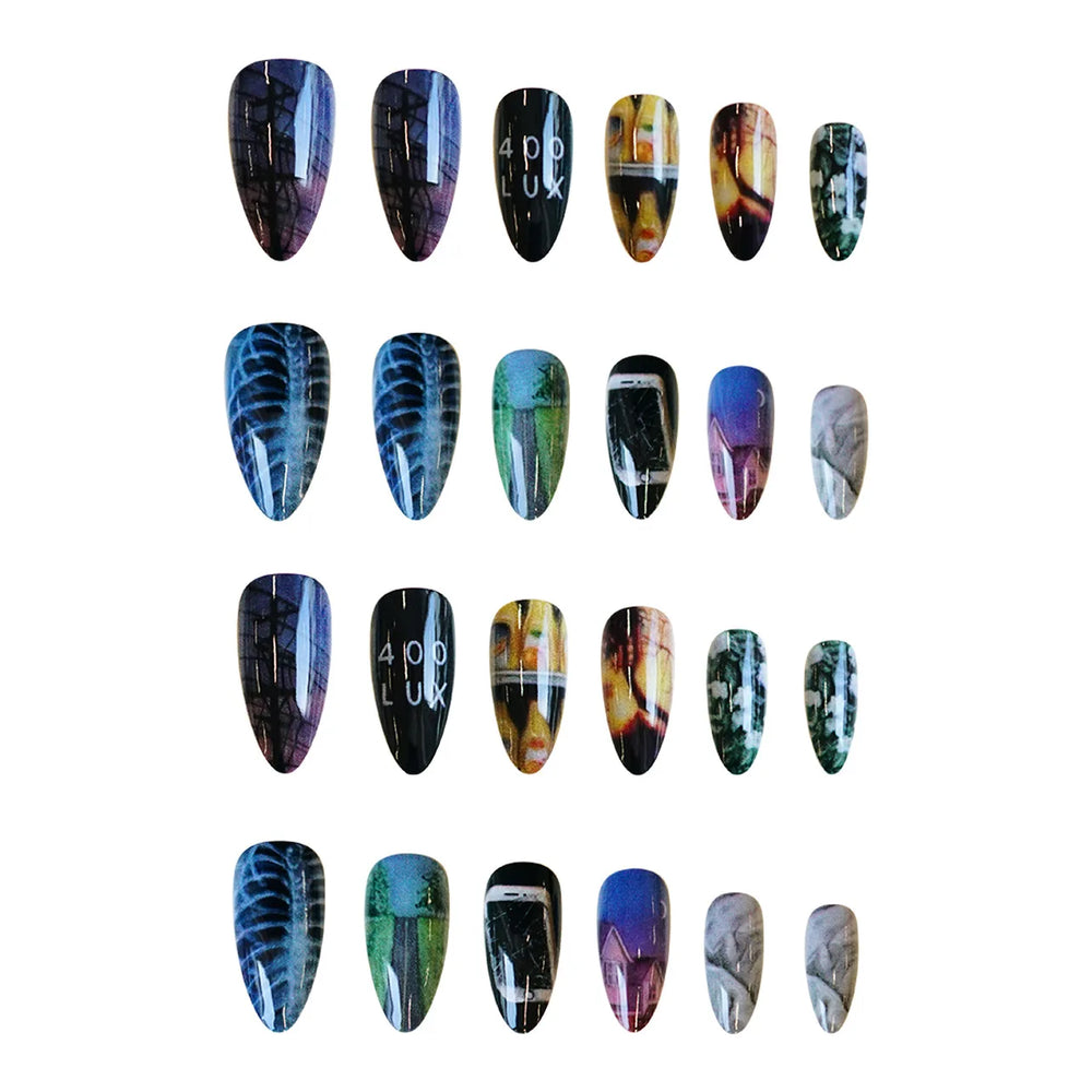 Moody Landscape Art Press-On Nails – Almond, 24 Pcs