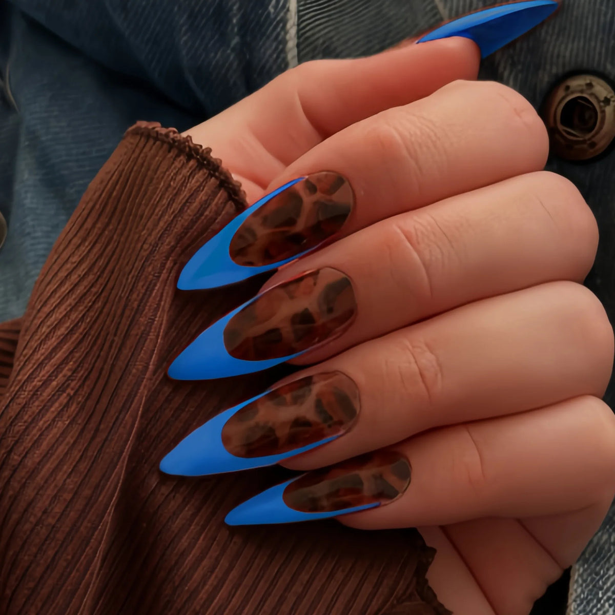 Short Medium Long Fake Nails for Fall Winter Fashion Coffee Brown Leopard Green Blue Red Edge Almond Ballet Tips Press On Nails