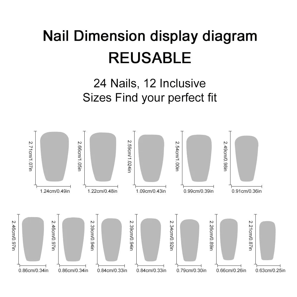 Gradient red black false nails cute heart print ballet shape for Valentine's Day full cover reusable press on Artificial Nails