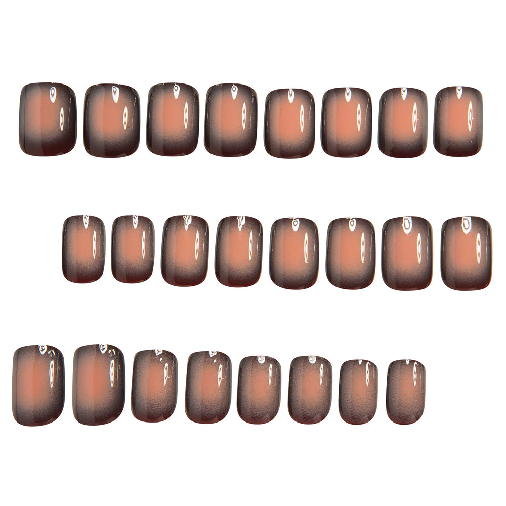 Black Red Rose & Pink Blush French Press-On Nails – Short Square, 24 Pcs