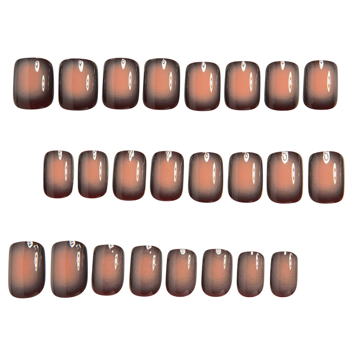 Short Square fake nails for women gradient black red rose pink blush french style full cover press on acrylic false nail art