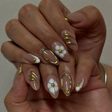 White Flower Gold Line