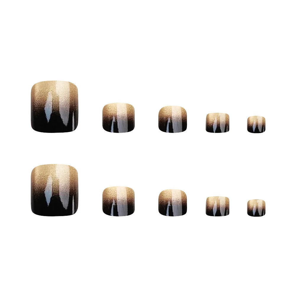 Black Brown Gradient Cat Eye Press-On Toenails – Square