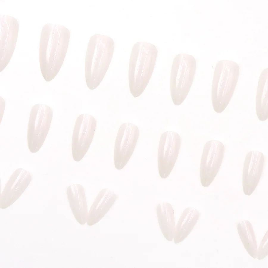 Medium fake nails for women gilrs french Minimalist style pearl shimmer surface Almond nail tips press on false nail art set