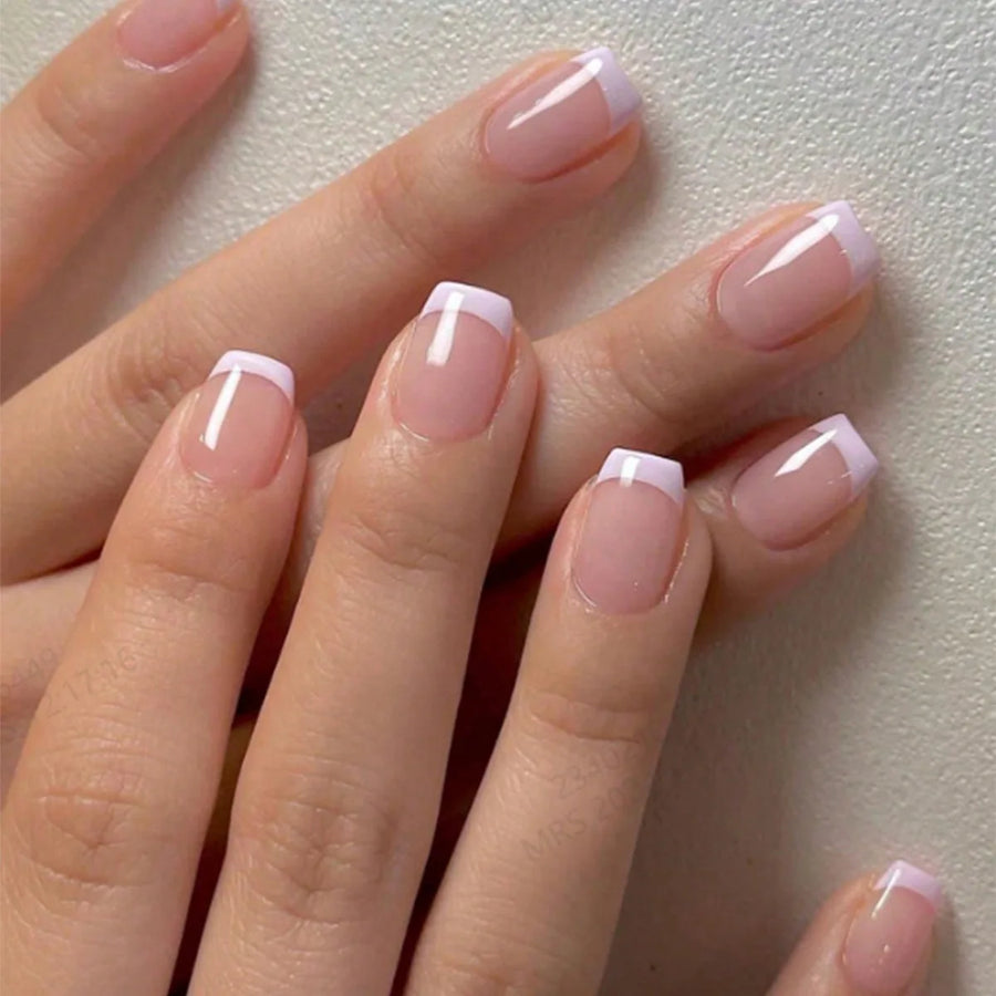 Nude French White Tip Press-On Nails – Short Square