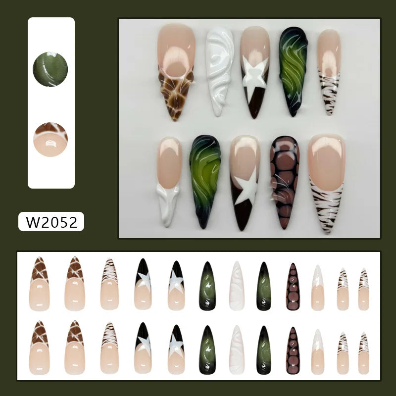 Y2K Moon, Star & Swan Press-On Nails – Almond, 24 Pcs