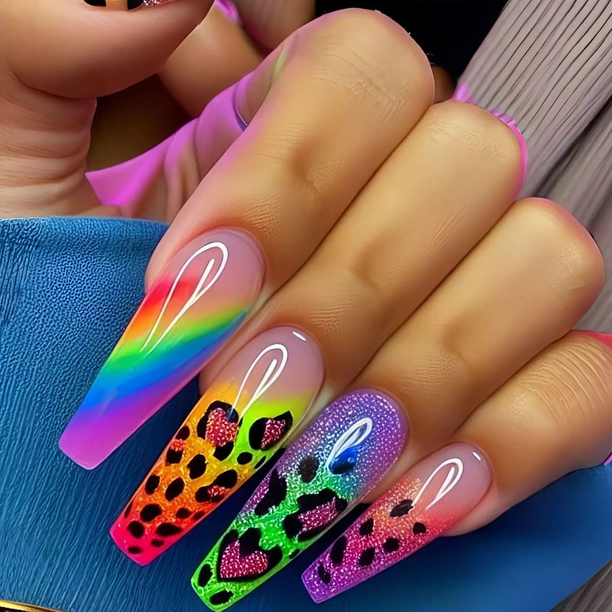 Short Medium Long Fake Nails for Fall Winter Fashion Coffee Brown Leopard Green Blue Red Edge Almond Ballet Tips Press On Nails