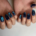 Medium fake nails for women girl gradient blue purple Glossy Almond nail art tips full cover acrylic press on false nail art set