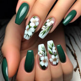 Green White Floral