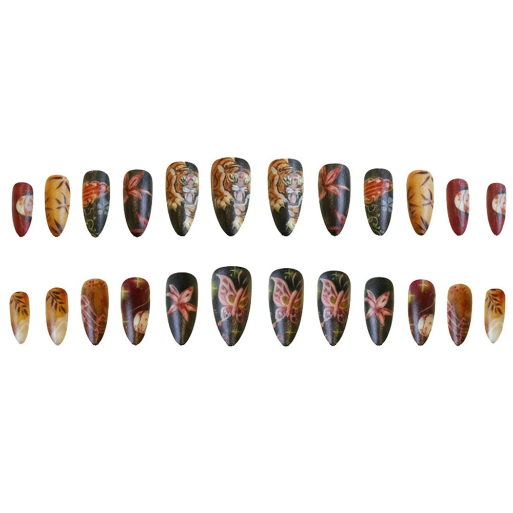 Vintage Oil Painting Art Press-On Nails – Frosted Almond, 24 Pcs