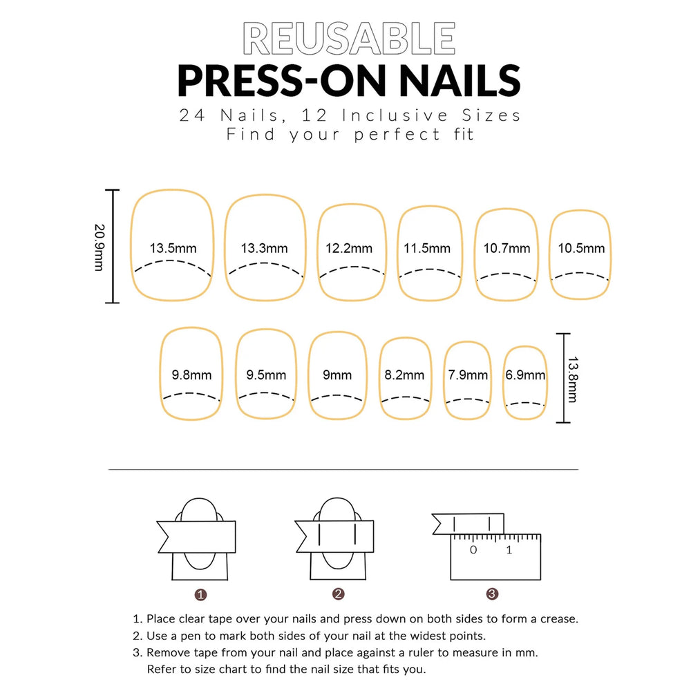 Dopamine Color Star 3D Press-On Nails – Short Square, 24 Pcs