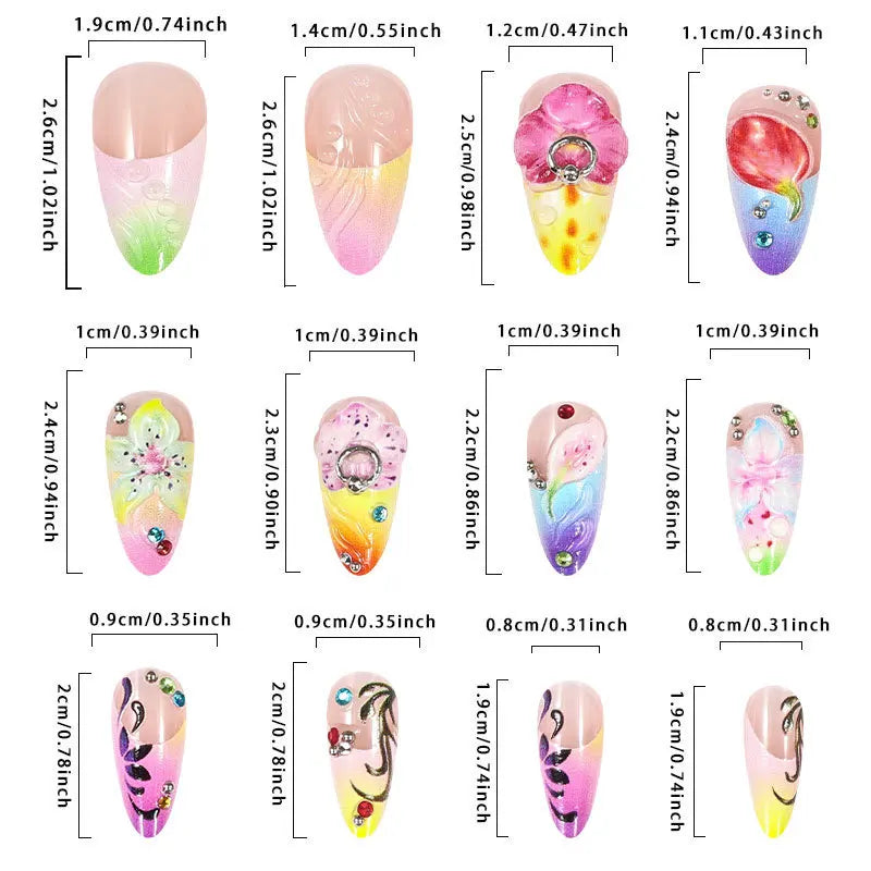 Hawaiian Tropical Flower Press-On Nails – Long Stiletto, 24 Pcs