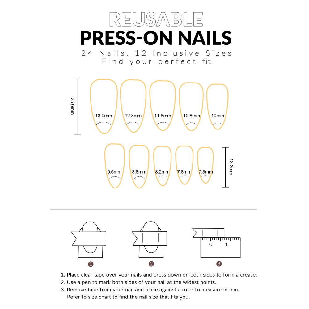 Pink Brown Spiral & Star Polka Dot Press-On Nails – Almond, 24 Pcs