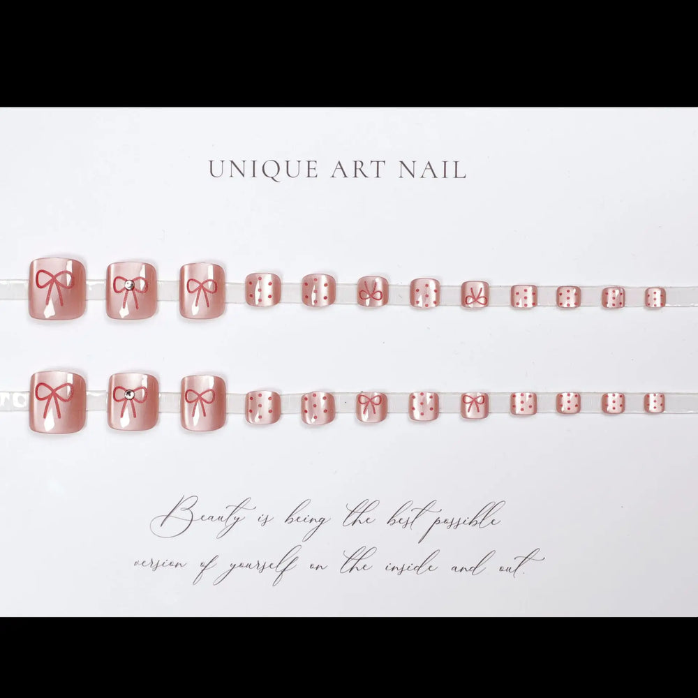 Light Pink Cat-Eye Press-On Toenails – Short Square, 24 Pcs