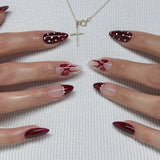Nude Burgundy Bow