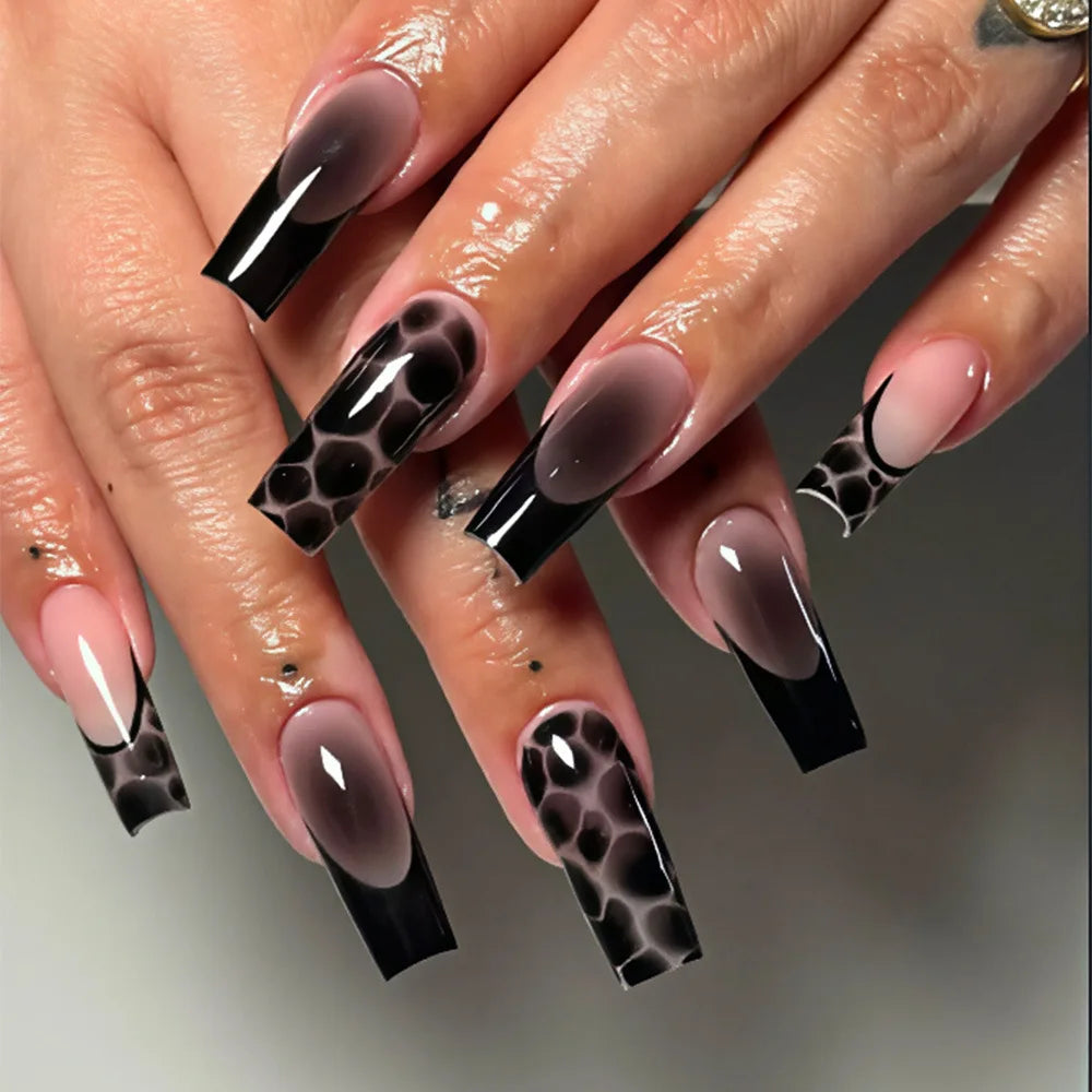 Short Medium Long Fake Nails for Fall Winter Fashion Coffee Brown Leopard Green Blue Red Edge Almond Ballet Tips Press On Nails
