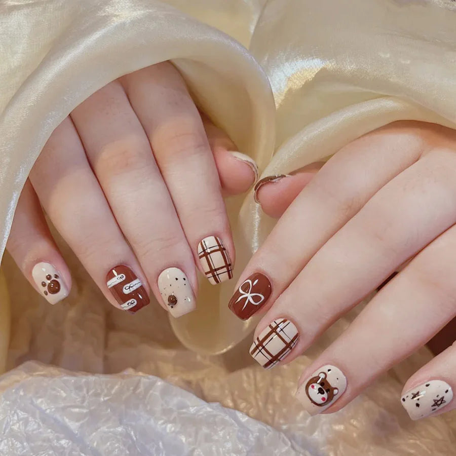 Ocean Jellyfish & Turtle Cute Animal Press-On Nails – Medium Long, 24 Pcs