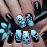 Blue Black Floral