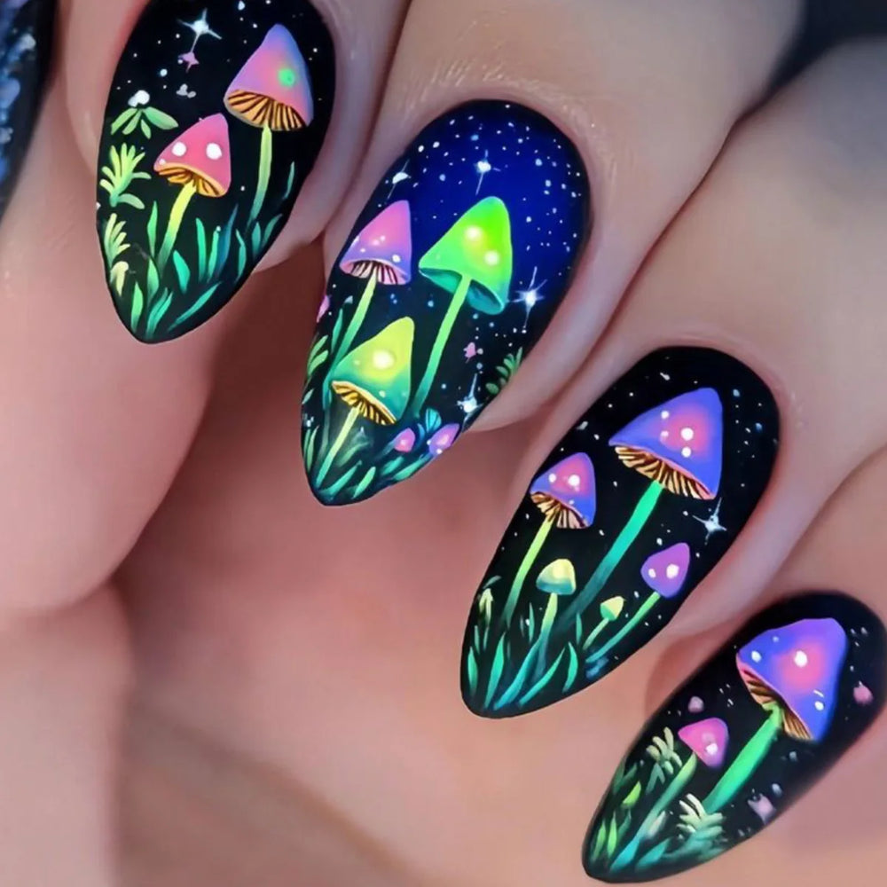 Blue Ocean Jellyfish & Fish Summer Press-On Nails – Medium Long Square, 24 Pcs