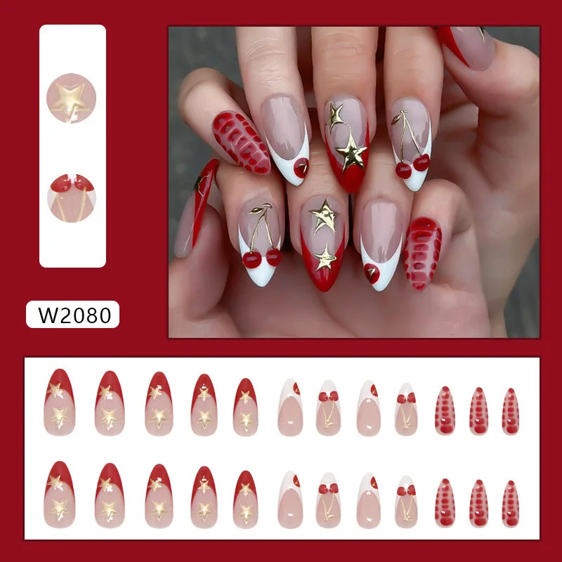 Y2K Moon, Star & Swan Press-On Nails – Almond, 24 Pcs