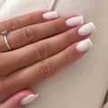 Short Medium fake nails for women gilr light pink white rose french Square nail tips full cover press on acrylic false nail art