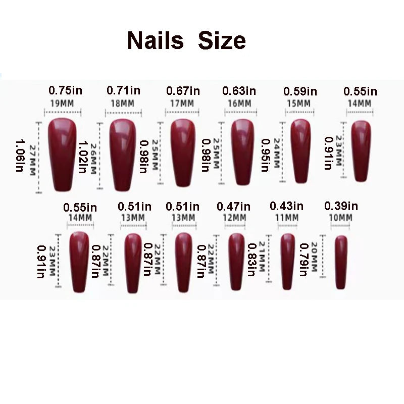 24pcs/set Medium long fake nails gradient red black golden glossy ballet almond french tips for New Year press on false nail art
