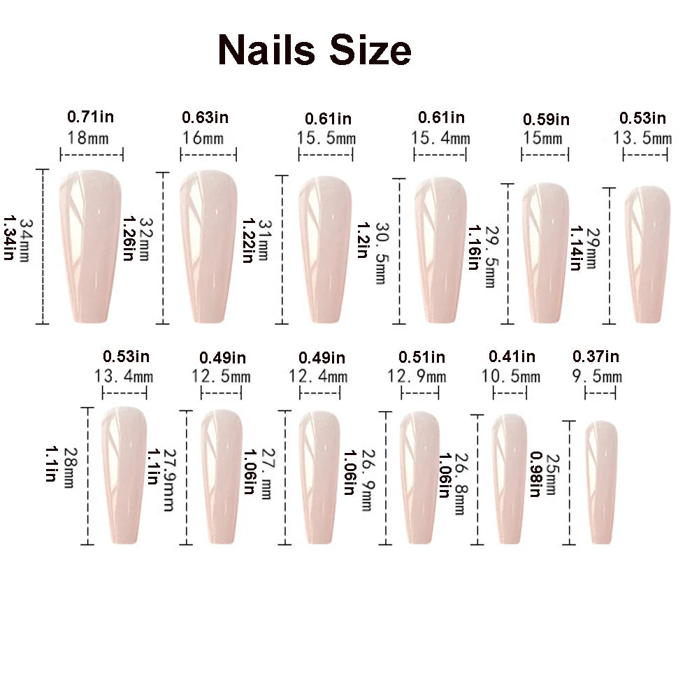 Medium long fake nails for women girl fashion flowers cactus gradient blue red pink yellow green ballet tips press on false nail