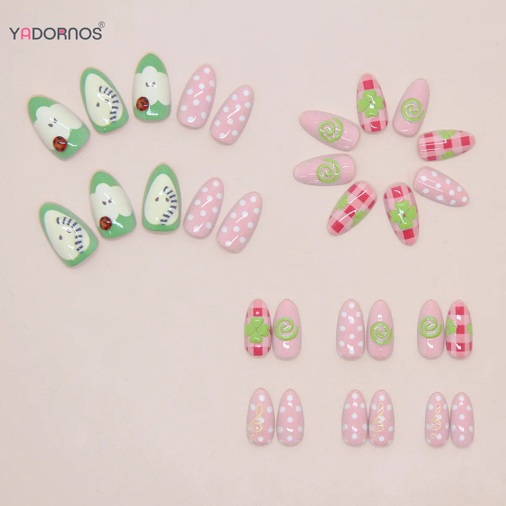 Music Orchard Little Bug & Notes Press-On Nails – Almond, 30 Pcs
