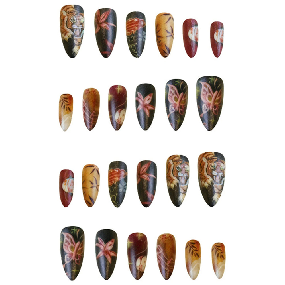 Vintage Oil Painting Art Press-On Nails – Frosted Almond, 24 Pcs
