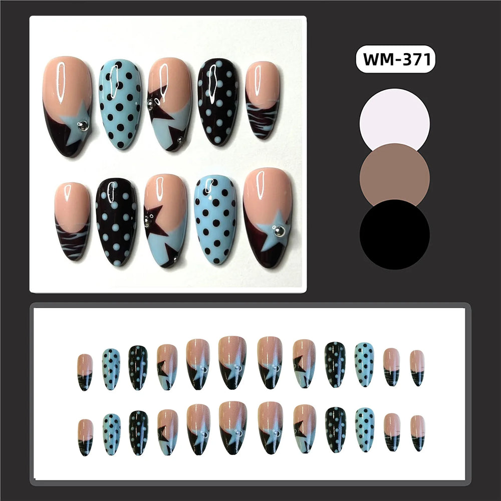 Y2K Moon, Star & Swan Press-On Nails – Almond, 24 Pcs
