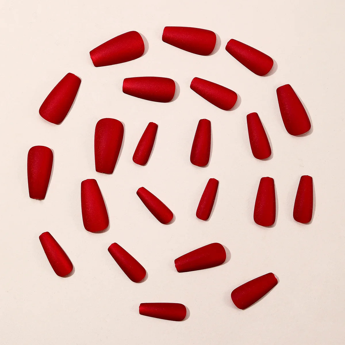 24pcs/set Velvet red fake nails for women girls New year Party Medium almond ballet matte nails tips press on false nail art