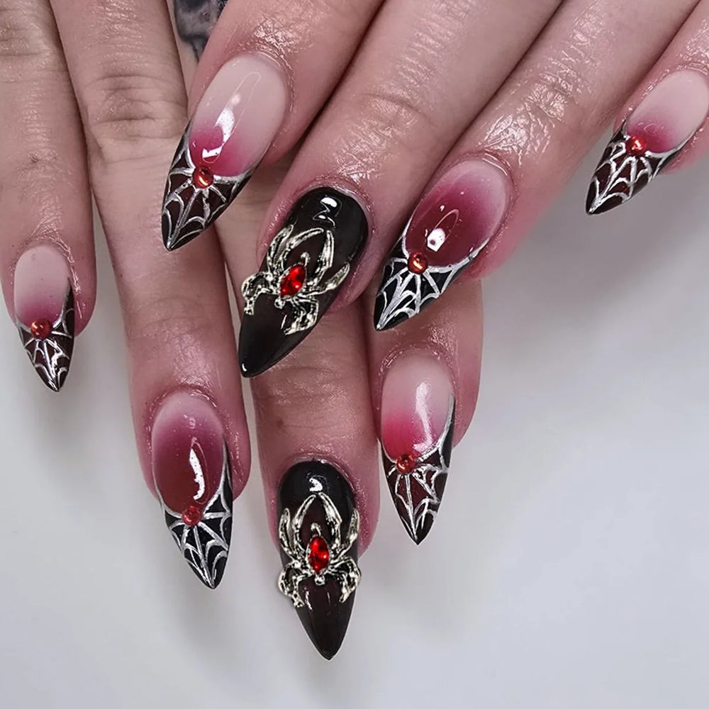Circus Clown Ghost Halloween Press-On Nails – Long Stiletto, 24 Pcs