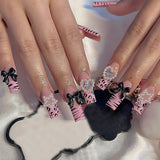 Pink Bow Black Lattice