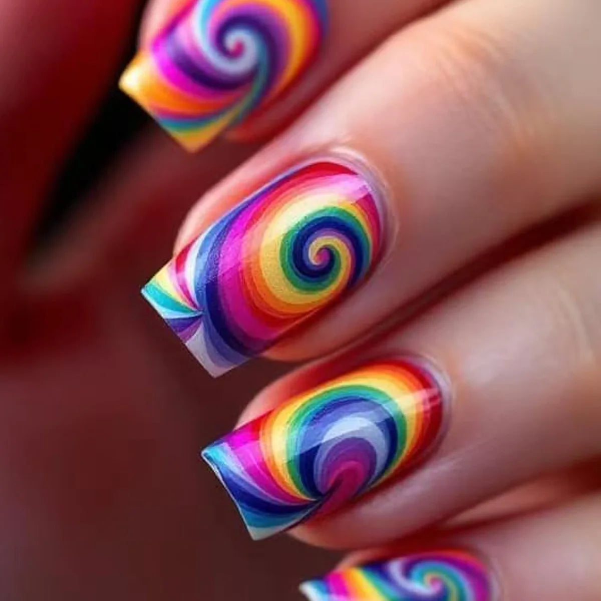 24pcs/set Medium Long Fake Nails for Summer Autumn Winter Gradient Purple Blue Starry Sky Sunset Flower Y2K Press On False Nails