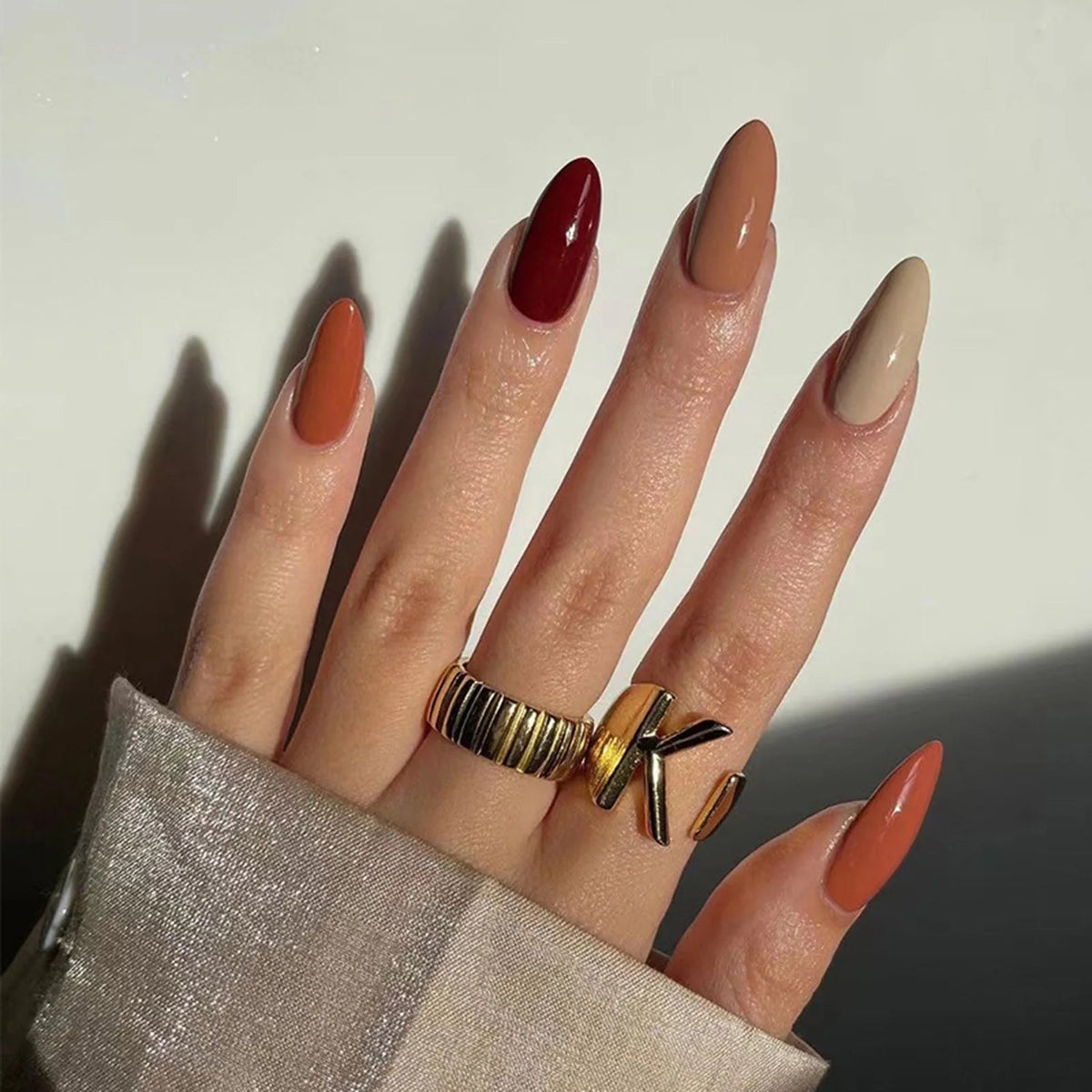 Autumn Mix Press On Nails in Rust, Burgundy, Brown and Beige