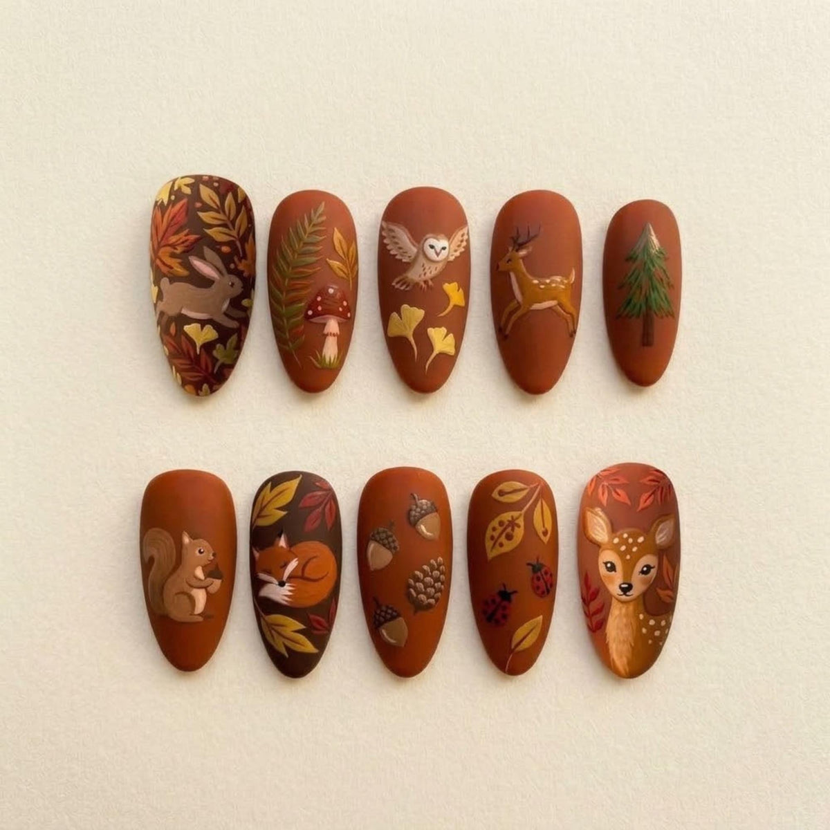 Autumn Woodland Animal and Mushroom Nail Set
