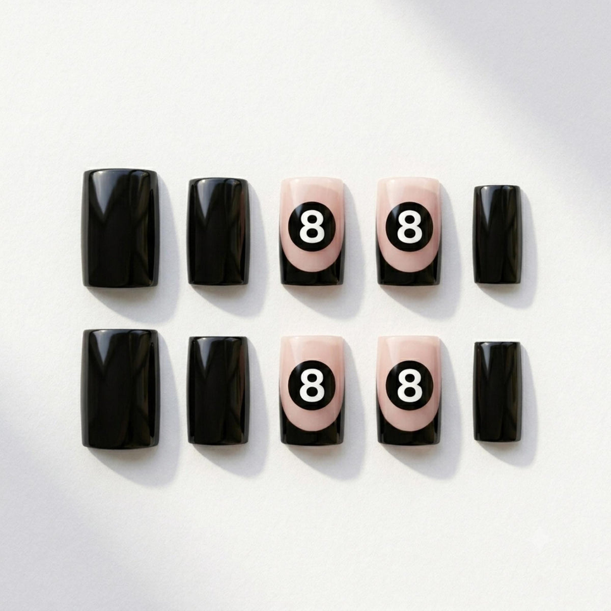Black 8-Ball French Tip Press-On Nail Set