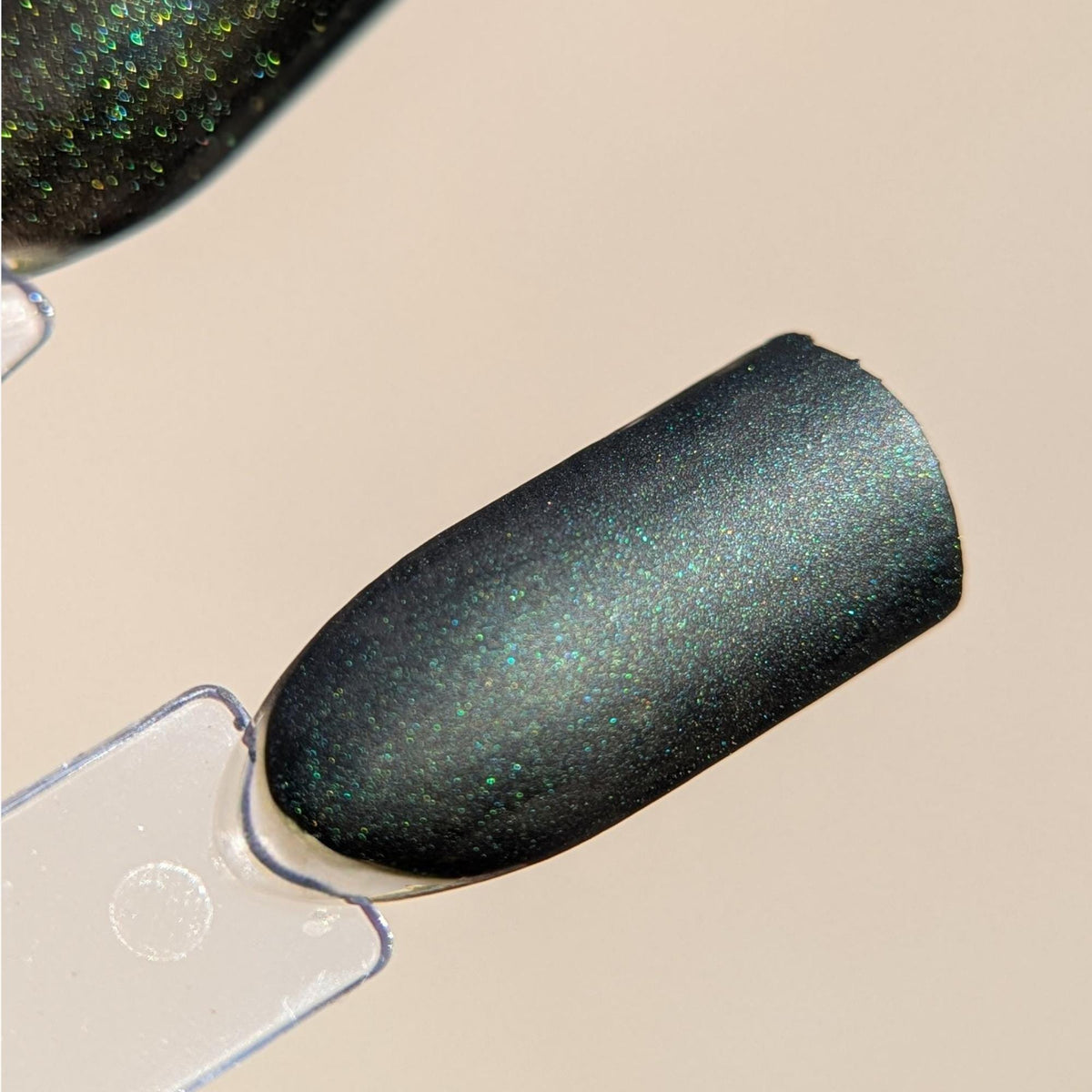Blackened Green Holo Shimmer Press On Nails for Fall and Winter