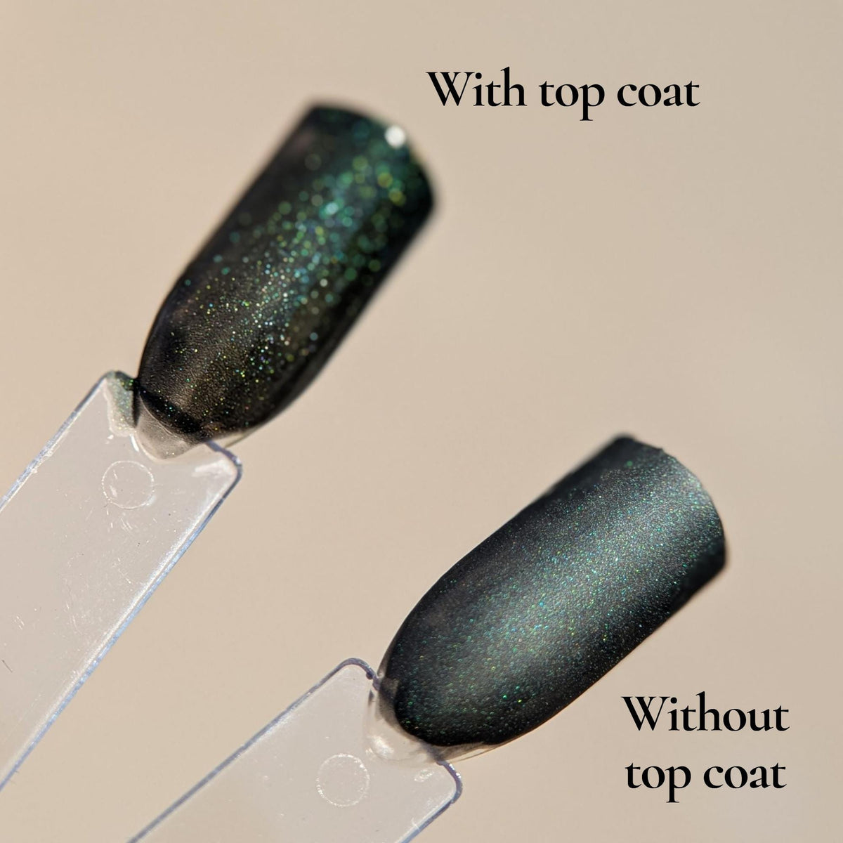 Blackened Green Holo Shimmer Press On Nails for Fall and Winter