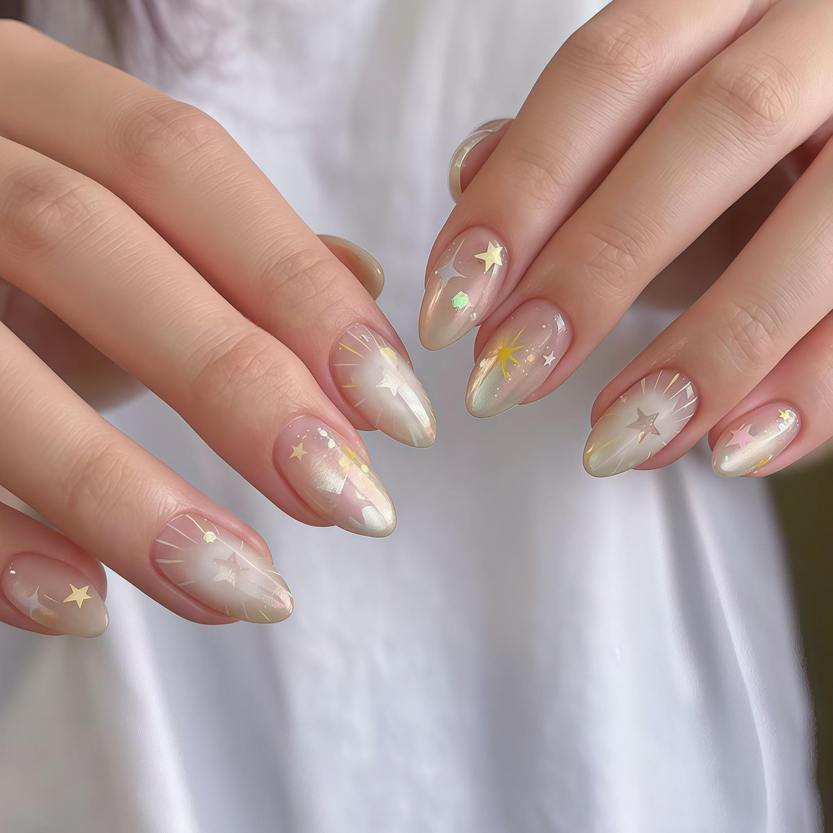 Blush Pink and Nude Starry Night Glitter Nail Set