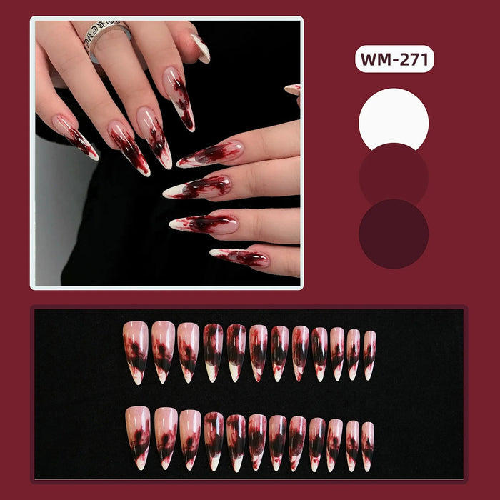 Blush Pink Blood Drip Marble Halloween Press On Nail Set