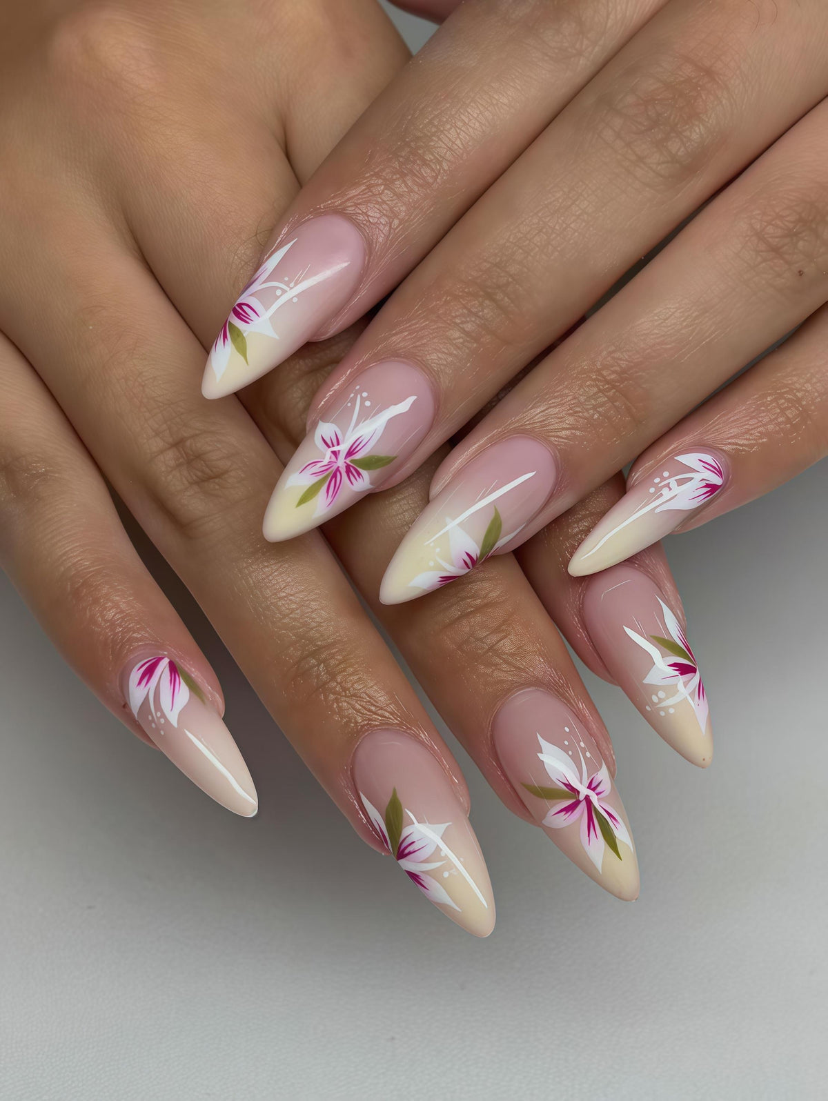 Blush Pink Floral French Tip Press On Nails