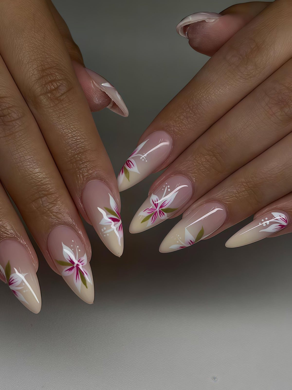 Blush Pink Floral French Tip Press On Nails