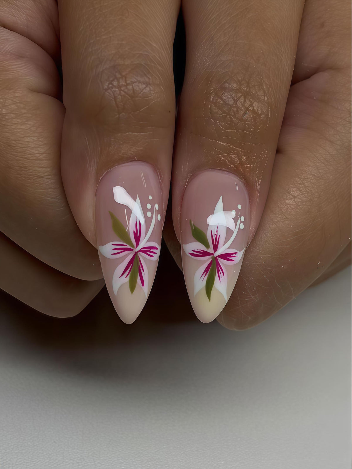 Blush Pink Floral French Tip Press On Nails