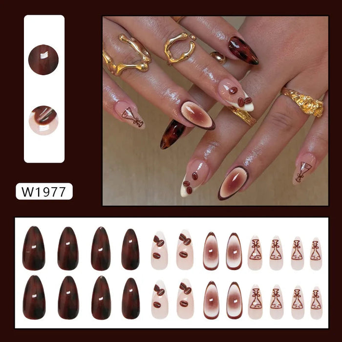 Brown Tortoiseshell, Bow and Lace-Up Press-On Nails